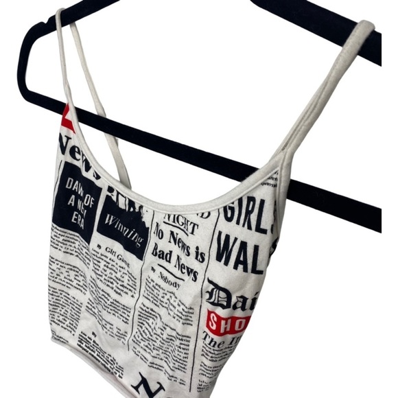 FOREVER 21 - Crop Tank Top - Raw Edge - News Print - Women’s Size Small - Picture 2 of 7